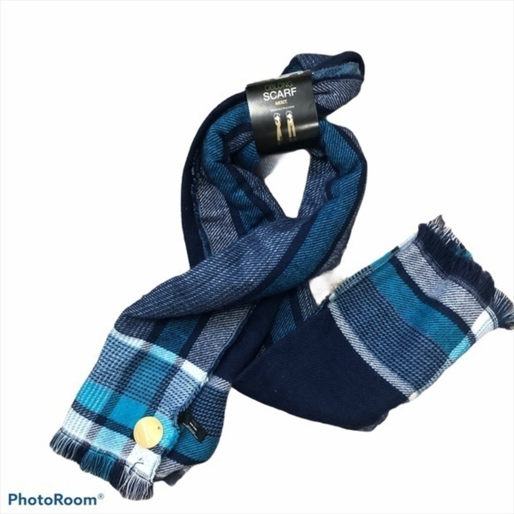 Mixit blue plaid oblong blanket scarf nwt